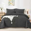 Andency King Size Comforter Set 7 Pieces Dark Grey - Bed in a Bag King Boho Lightweight Fluffy Tufted Bedding Sets with Quilt Comforter, Sheets, Pillowcases & Shams