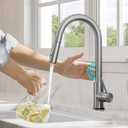 KRAUS Oletto Contemporary Single-Handle Touch Kitchen Sink Faucet with Pull Down Sprayer in Spot Free Stainless Steel, KTF-3104SFS