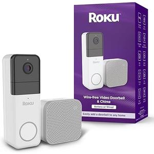 Roku Smart Home Wireless Video Doorbell & Chime  1440p HD Night Vision Ultrawide View Doorbell Camera with Motion & Sound Detection, Works with Alexa & Google  90Day Subscription Included