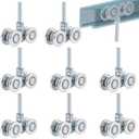 7 Pcs Gate Trolley Assembly Barn Door Rollers, Silent Track Roller Wheels Trolley System for 1-3/4" Wide and 2-1/4" or Taller Rail Hanging Track, Mount Heavy Barn or Shed Sliding Gate