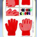 15 Pairs Kids Anti-Skid Gloves Winter Full Fingers Gloves Camouflage Knit Glove Stretch Warm Glove with Grips for Boys Girls Winter Sports Activities