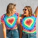 Pride Shirt Women LGBTQ Equality Shirts Rainbow Shirt Heart Graphic Tees Casual Summer Short Sleeve Tops (Medium, Multicolor-1)