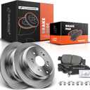 A-Premium 12.31 inch (312.8mm) Rear Solid Disc Brake Rotors + Ceramic Pads Kit Compatible with Select Honda Models - Odyssey 2005 2006 2007 2008 2009 2010, 6-PC Set