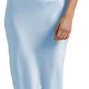 Summer Satin Flutter Sleeve Wedding Guest Dresses for Women Sweetheart Neckline Cutout Tie Back Midi Cocktail Dress Lightblue M