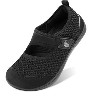 BARERUN Womens Barefoot Walking Shoes Adjustable Wide Diabetic Shoes Breathable Zero Drop Sneakers for Wide Width Arthritis Edema Feet Nursing Shoe Indoor Outdoor (8.5 Wide, Black)