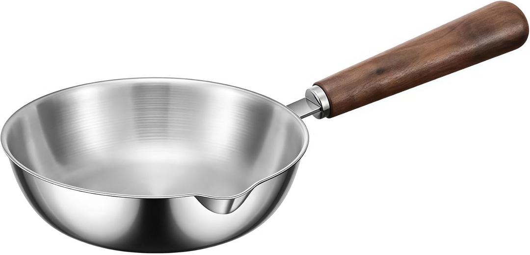 IMEEA 5.5-Inch Egg Pan Omelet Pan SUS304 Stainless Steel Mini Sauce Pan with Wooden Handle
