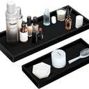 BBK Bathroom Vanity Tray- 2 Pack (7.8" and 11.8") Silicone Bathroom Tray for Counter, Perfume Key Trinket Ring Tray, Decor Soap Dispenser Countertop Tray for Kitchen Sink Organization.(Black)