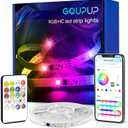 GUPUP 16.4 FT Smart RGB IC RGB LED Strip Lights for Bedroom, 5050 LED Lights for Room, DIY Multiple Colors on One Line, Color Changing Strip Lighting Music Sync, Halloween, Christmas