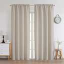 Chyhomenyc Curtains 84 Inch Length 2 Panels Set, Faux Linen Textured Semi Sheer Light Filtering Soft Airy Privacy Farmhouse Curtain Drapes for Bedroom, Cortinas para Sala, 40Wx84L, Moon Beige