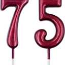 75th & 57th Birthday Candles, Red Number 75 57 Candle for Cake, Happy Birthday Cake Topper Decoration for Birthday Anniversary Celebration Party Supplies