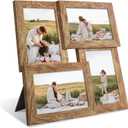 YESKAY 4x6 Collage Picture Frames Set of 1, Multi Family Photo Frame with Real Glass, Displays Four 4x6 Photo, Wall Decor Wall Hanging or Tabletop, Distressed Brown