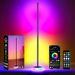 Wfiia Corner Floor Lamp - Smart RGBICW LED Corner Lamp with App & Remote Control, 16 Million DIY Colors & 68+ Scene, Music Sync, Timer Setting, Modern Floor Lamp for Bedroom, Gaming Room, Room Decor