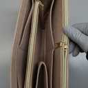 Purse Organizer Insert, Handbag Organizer with Zipper, Tote Shaper with Cup Holder & Keychain, Compatible with LV, Neverfull, MK, COACH, Longchamp, Kate Spade Khaki-Sl. Med