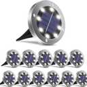 Solar Lights Outdoor Waterproof,12Pack Durable Solar Ground Lights for Landscape Lighting, Decorative Disk Lights for Outside Garden, Patio, Pathway and Yard (White Light)