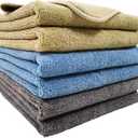 POLYTE Microfiber Towel (17x54, 6 Packl, Blue,Camel,Gray)