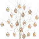Seenelling 20 Pcs 2.75'' Glass Easter Egg Tree Ornaments Rustic Boho Easter Tree Hanging Decorations Farmhouse Basket Filler Clear Shatterproof Hanging Ornaments for Home Spring Holiday Party Decor