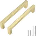 Goldenwarm 20 Pack 5 inch Brushed Gold Cabinet Pulls Brushed Gold Cabinet Handles Kitchen Handles for Cabients Drawer Pulls Kitchen Hardware for Cabinets (5in(128mm) hole centers)
