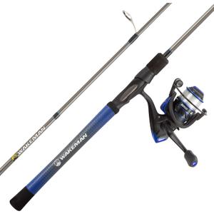 Fishing Rod and Reel Combo - Carbon Pole with Pre-Spooled Spinning Reel and Golf Grip Handle for Bass, Trout, Salmon, or Catfish by Wakeman (Blue)