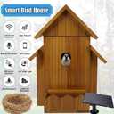 Bird House with Camera, 1080p HD Bird Houses for Outside with Nest Auto Capture Photo & Video, Smart Bird House with Camera Solar Powered 2.4G WiFi & App Notify in Real Time Dark Color (Dark, Normal)
