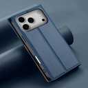 Wallet Case for iPhone 17 Pro Max 6.9", Faux Leather Phone Case with 3 Card Slots, Magnetic Wallet Compartment, RFID Blocking, Kickstand, Shockproof Protective Cover for Men Women - Blue