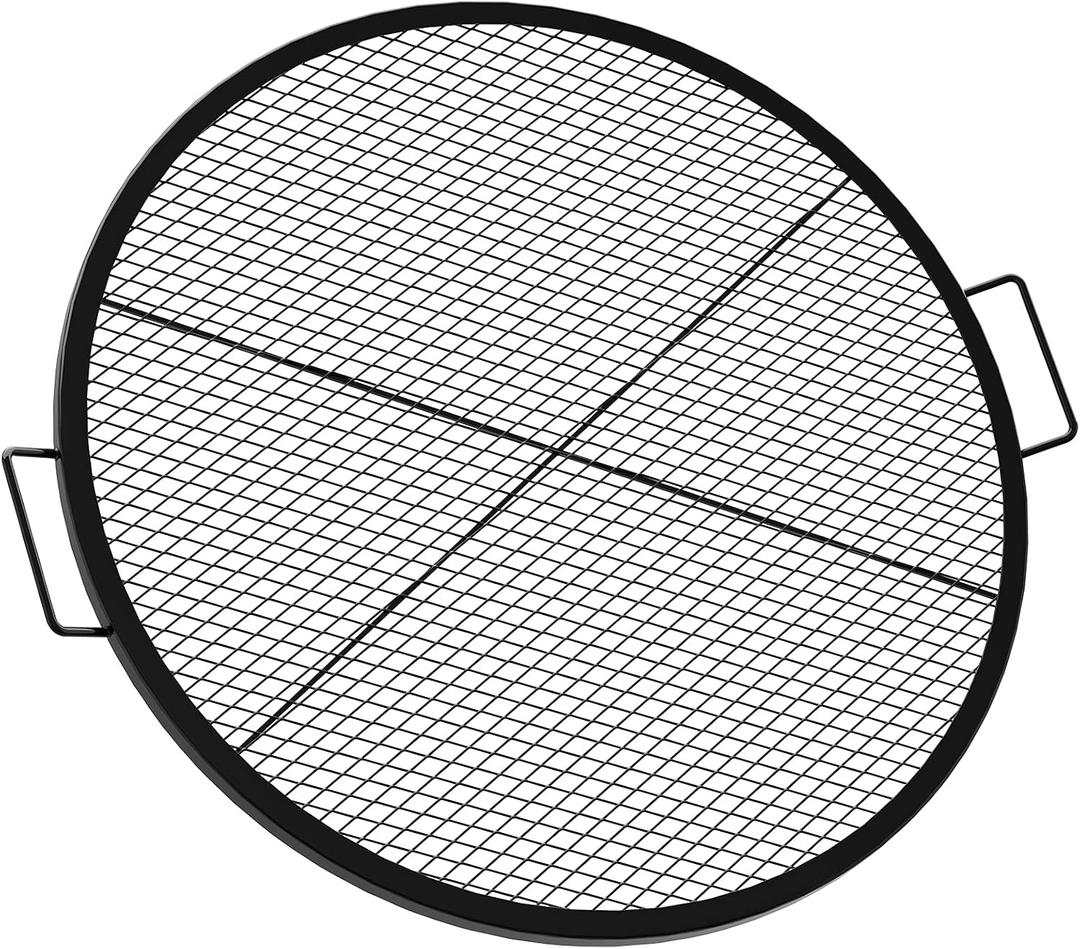 Onlyfire Round Fire Pit Grill Grate, Heavy-Duty Steel Cooking Grate with X-Marks Design, Portable Campfire Grill for Outdoor BBQ, Camping, Picnics - 36 Inch