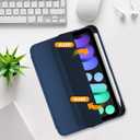 ProCase for iPad mini 7 A17 Pro 2024/iPad Mini 6 2021 8.3 Inch iPad mini 7th/6th Gen Case with Pencil Holder, Trifold Stand Smart Folio with Soft TPU Back Cover for iPad mini 8.3" 7th/6th -Darkblue