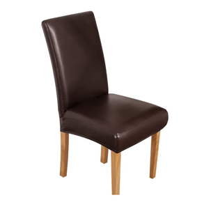 Dining Room Chair Covers Chair Slipcovers Elastic Stretch Armless Removable Waterproof Pu Leather Chair Protector (Set of 6, Chocolate)