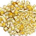 MECCANIXITY 200Pcs Tassel Leather Cords Buckle End Tip Cap, Leather & Metal Cord Ends Suede Fiber Crimps Beads Caps for Jewelry Making DIY Pendant Bracelet Necklace, Gold (6x7/8x9/12x12mm)