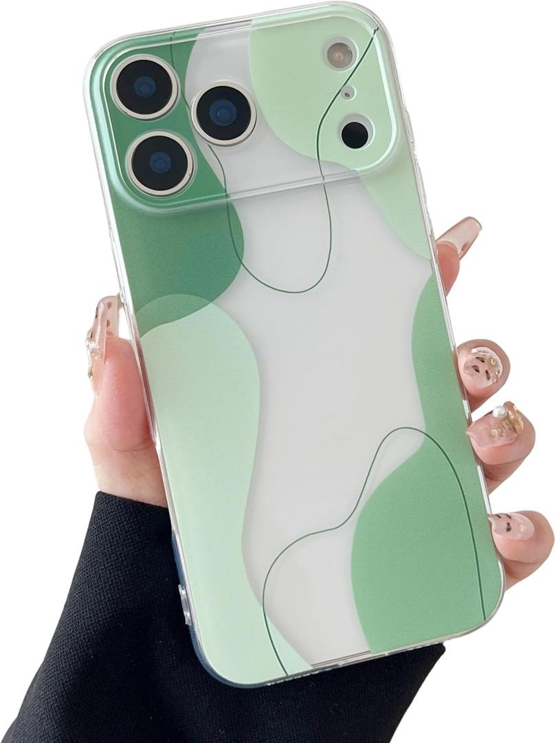 DEFBSC Compatible with iPhone 17 Pro Case, Soft Shaped Art Design with Built-in Bumper Protective Phone Case, Cute Slim TPU Cover Designed for iPhone 17 Pro Case,Green