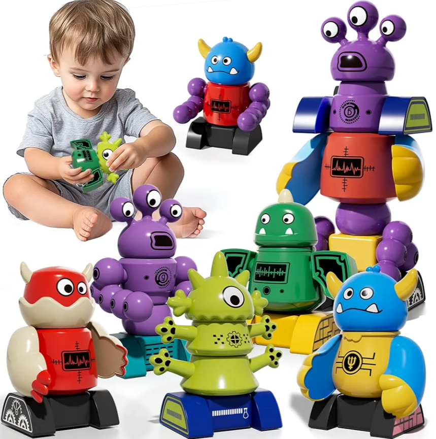 Magnet Robot Toys for Kids 3-5 - Magnetism Stacking Transform Boys Toys for Ages 5-7 with Storage Box, Set for Toldllers Age 3-8 Years Old Girls, Christmas and Birthday Gifts