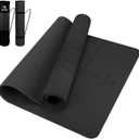 Yoga Mat Non Slip TPE Extra Wide Yoga Mat with Alignment Mark, 72"L x 32"W x 0.32"/0.24"Th (183cm x 80cm x 8mm/6mm), Anti-Tear Exercise Mat with Carrying Strap and Bag, Workout Mats for Yoga, Pilates