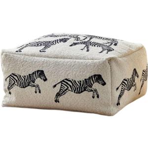 Pouf Ottoman Cover,No Filler Zebra Plush Cloth Foot Stool, Cube Bean Bag Ottoman, Foot Rest Can Be Filled with Used Clothes,Plush Toy for Storage for Living Room, 18"D x 18"W x 8"H