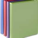 Amazon Basics Economy 3 Ring Binder, 1/2 Inch D-Ring, Easy Lock and Release, Holds up to 120 Sheets, 2 Pockets, Assorted Colors, 4-Pack
