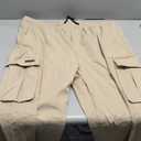 Comdecevis Men's Casual Cargo Pants Workout Joggers Stretch Sweatpants Hiking Drawstring Tactical Pants with Multi Pockets (3X-Large, Dark Khaki)