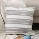 NATUS WEAVER Stripe Pillow Cases Soft Linen Square Decorative Throw Cushion Cover Pillowcase with Hidden Zipper for Sofa - 16" x 16 "