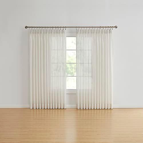 RENAISSANCE HOME FASHION Simplicity Sheer Pinch Pleated Drape Pair – Elegant Window Treatment for Living Room, Bedroom, and Dining Room, 72” x 63", Beige