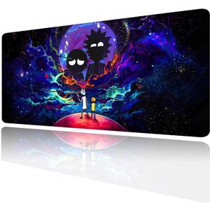 Large Gaming Mouse Pad Anime Night Sky Space Stars Custom Desk Pad,Mousepad with Non-Slip Rubber Base and Stitched Edges Mouse Mat,Portable Desk Mat for Office,Computer Work,Game,31.5X15.7 (Pattern1)