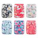 ALVABABY 6pcs with 12 Inserts Baby Cloth Diapers Pocket Newborn Diaper for Less Than 12pounds Baby Snaps Cloth Diapers Nappy