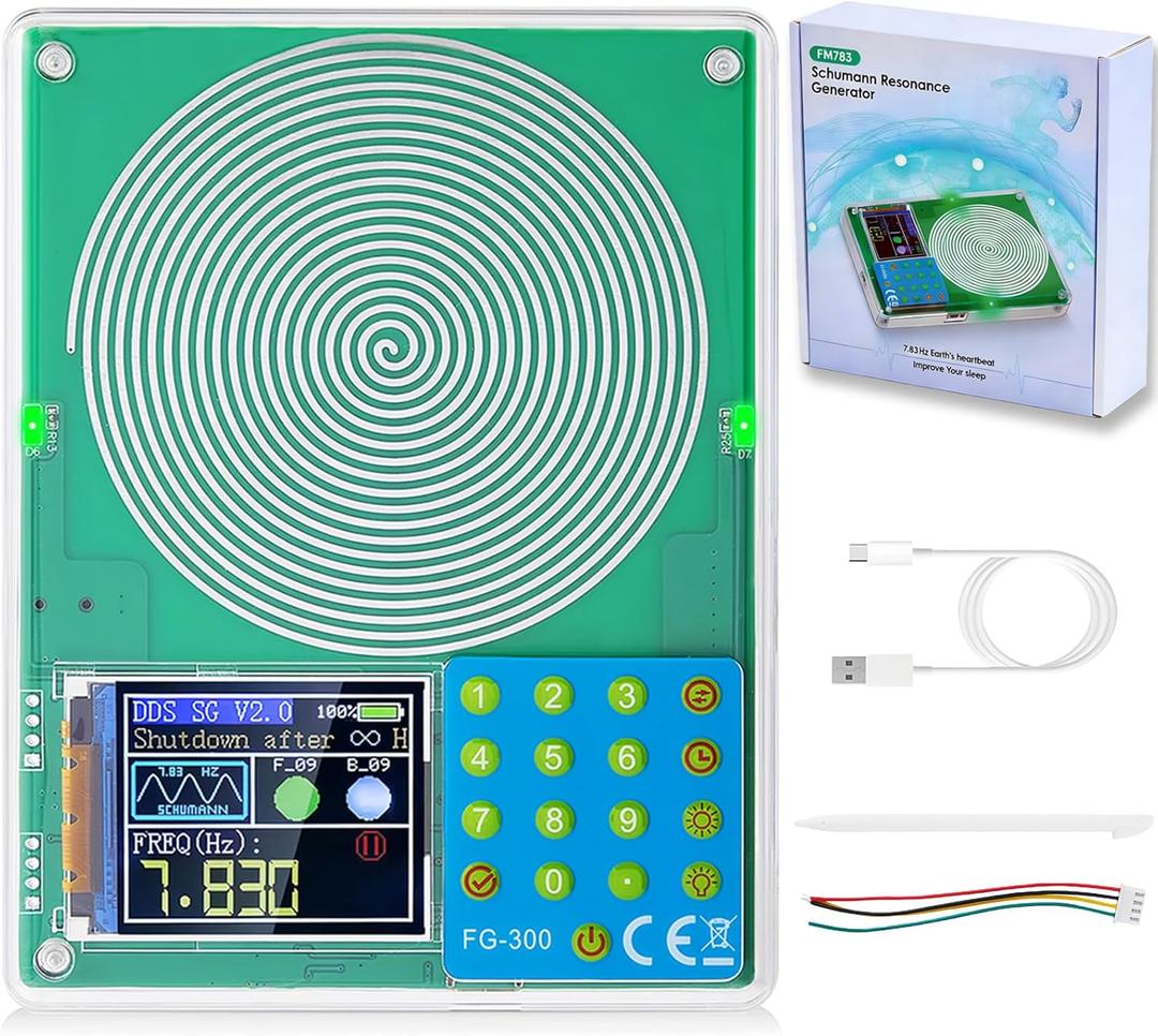 7.83Hz Schumann Resonance Generator Battery Powered, Frequency Generator for Healing, 13 Waveform 0.001Hz-200KHz Adjustable Schumann Sine Wave Resonance Generator, Frequency Healing Device