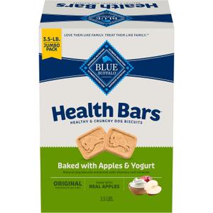 Blue Buffalo Health Bars Crunchy Dog Biscuits, Oven-Baked with Natural Ingredients, Apples & Yogurt, 3.5-lbs Box (EXP 12/08/26)