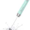 Maestri House Rechargeable Milk Frother, LunaFro NS Handheld Electric Foam Maker Waterproof Detachable Stainless Steel Whisk Drink Mixer Foamer for Lattes, Cappuccino, No Stand (Blue)