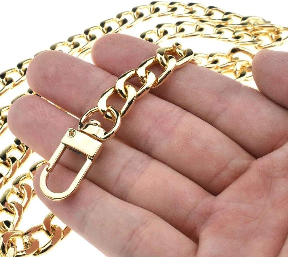 HAHIYO Purse Chain Strap Length 23.6 inches SPOT-ON Gold for Shoulder Cross Body Sling Purse Handbag Clutch Replacement Strap Comfortable Flat 0.4” Wide Enough 2.4mm Extra Thick Metal Strap 1 Pack