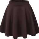 Made By Johnny Women's Basic Versatile Stretchy Flared Casual Mini Skater Skirt XS-3XL Plus Size (XX-Large, Wb211_brown)