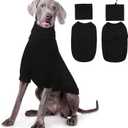ROZKITCH Dog Shirt with Hoodie Dog Ears Cover 2 in 1, Soft Lightweight Dog Striped T Shirt Pullover Dog Tank with Detachable Ear Wrap, Dog Hoodie Tshirt Dog Boy Girl, Stretchy Sweater (Black, 3XL)