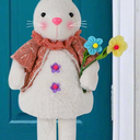 Glintoper 1 Pack Easter Standing Bunny with Stretchable Legs, 18" to 25" Plush Rabbits Couple Figurine, Cute Party Favor Photo Props Gifts for Office Kitchen Farmhouse Front Door Spring Home Decor
