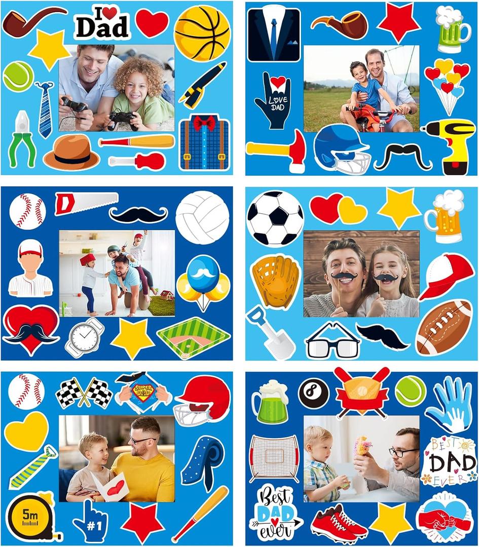 chiazllta 30 Packs Fathers Day Craft Kits for Kids Father's Picture Frame DIY Craft Art Fathers Day Party Decoration Favor Home Classroom Game Activities