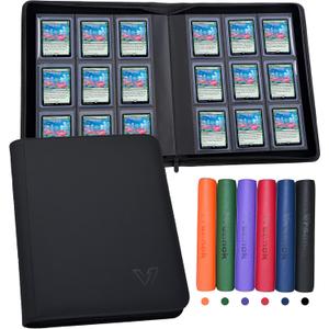 Top Loader Binder 9 Pocket,Holds 324 Top Loaders,Toploaders Binder 9 Pocket for 3" x 4"Rigid Cards,Double Sided Card Binder Abulm in 3"x4"Toploaders for Trading Cards (Black)