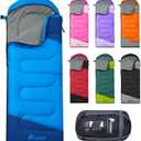 PTEROMY Sleeping Bags for Adults, Lightweight Water Resistant Backpacking Camping Sleeping Bag for Warm Cold Weather, Camping Essentials for Hiking Outdoor Travel (Blue)