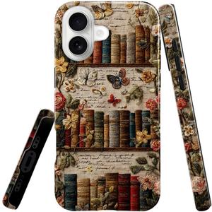 Compatible with iPhone 17 Case,Glossy Case All-Round Protection Shockproof Anti-Scratches TPU Cover,Cases for Man Woman-Antique Bookshelf