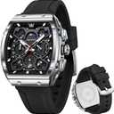 OLEVS Mens Watches Stylish Chronograph Waterproof Luminous Silicon Strap Multifunction Watches for Men Business White Men Wrist Watch
